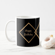 Birthday 50. Black Gold Monogram personalize
