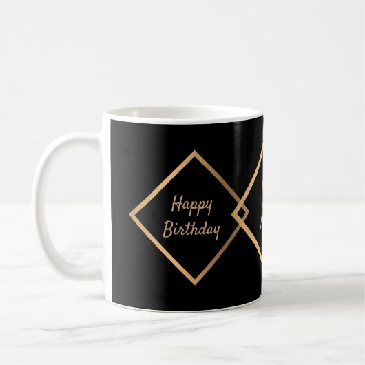 Birthday 50. Black Gold Monogram personalize Kaffeetasse (Links)