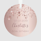 Birthday 50 Rose Gold glänzende Sterne glitten Ornament (Rückseite)