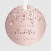Birthday 50 Rose Gold glänzende Sterne glitten Ornament (Vorderseite)