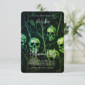 Birthday Adult Halloween-Party Spuk Grüner Schädel Einladung (Stehend Vorderseite)