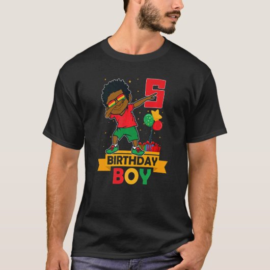 Birthday African American Boy 5th Birthday Young B T-Shirt (Vorderseite)