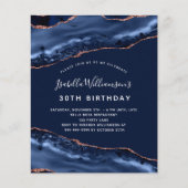 Birthday agate marmorblau Rose Einladung Flyer (Vorne)