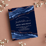 Birthday agate marmorblau Rose Einladung Flyer<br><div class="desc">Bitte beachten Sie, dass diese Einladung auf Flyer Papier und sehr dünn ist. Umschläge sind nicht enthalten. Für dickere Einladungen (gleiche Gestaltung) besuchen Sie bitte unseren Shop. Eine moderne, stilvolle und glamouröse Einladung für eine 30. Geburtstagsfeier (oder jedes Alter). Blau und Rose goldfarben, Marmorboden. Der Name ist mit einem modernen...</div>
