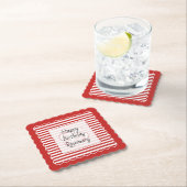 Birthday Age Red/White Simple Stripes Pattern Untersetzer (Vor Ort)