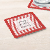 Birthday Age Red/White Simple Stripes Pattern Untersetzer (angewinkelt)