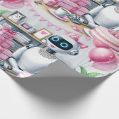 Birthday Ai Robot Pink Sparkle Balloons Geschenkpapier (Ecke)