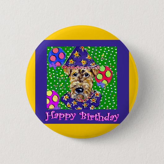 Birthday Airedale Button (Vorderseite)