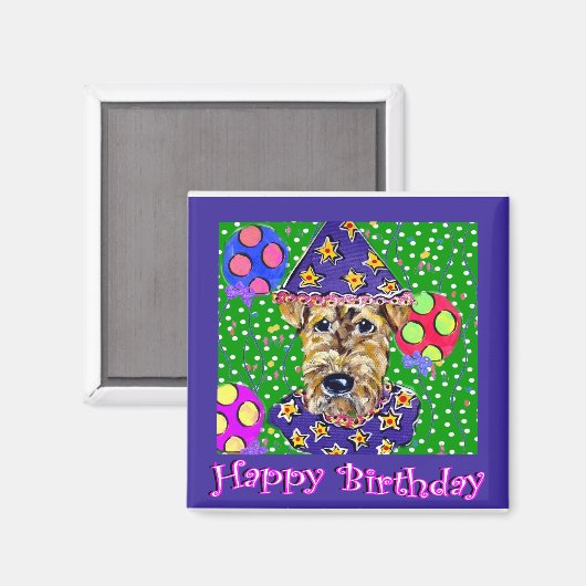 Birthday Airedale Magnet (Vorderseite/Rückseite)