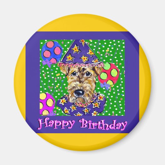 Birthday Airedale Magnet (Vorne)