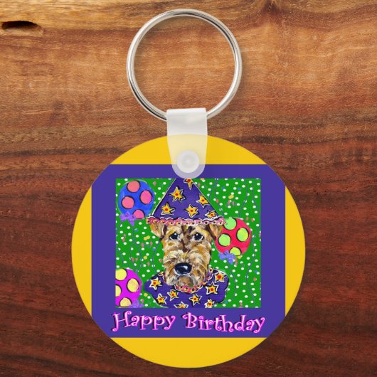 Birthday Airedale Schlüsselanhänger (Vorderseite)