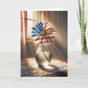 Birthday American Flag Daisy in Sunerams Karte