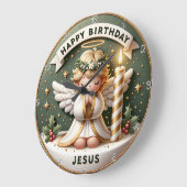 Birthday Angel Jesus Große Wanduhr (Winkel)