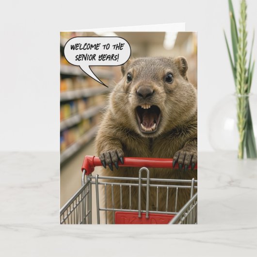 Birthday Angry Ground Hog Grocery Shopper Karte (Vorderseite)