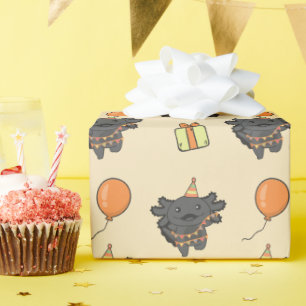 Birthday Animal Niedlich Axolotl Kindergeburtstag  Geschenkpapier