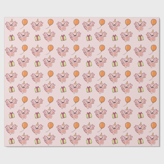 Birthday Animal Niedlich Axolotl Kindergeburtstag Geschenkpapier (Flach)