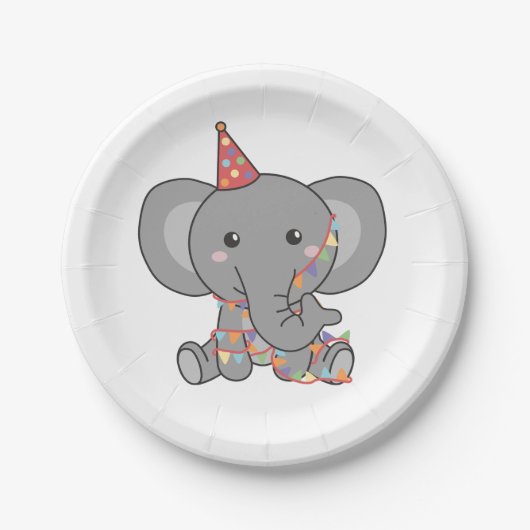Birthday Animal Niedlich Elephant Kindergeburtstag Pappteller (Vorderseite)