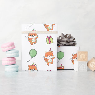Birthday Animal Niedlich Fox Kindergeburtstag Part Geschenkpapier