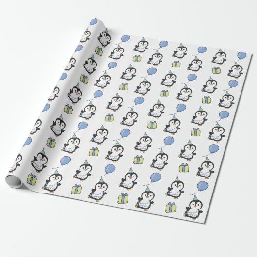 Birthday Animal Niedlich Penguin Kindergeburtstag Geschenkpapier (Ungerollt)