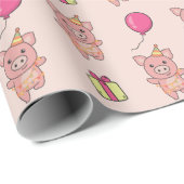 Birthday Animal Niedlich Pig Kindergeburtstag Part Geschenkpapier (Rolleneckpunkt)