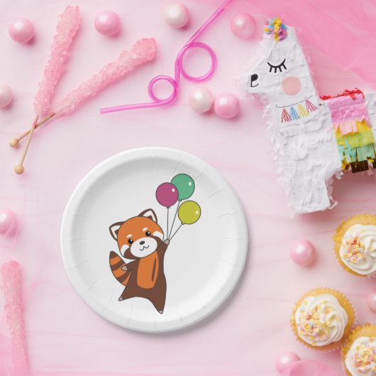 Birthday Animal Niedlich Red Panda Kindergeburtsta Pappteller (Party)