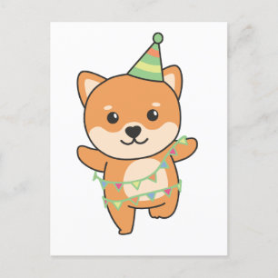 Birthday Animal Niedlich Shiba Inu Kindergeburtsta Feiertagspostkarte