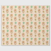 Birthday Animal Niedlich Shiba Inu Kindergeburtsta Geschenkpapier (Flach)