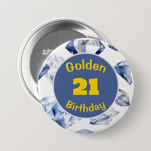 Birthday April Birthstone Custom Button (Vorne & Hinten)