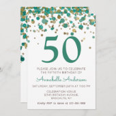 Birthday Aquamarin Gold Glitzer Sparkle Confetti Einladung (Vorne/Hinten)