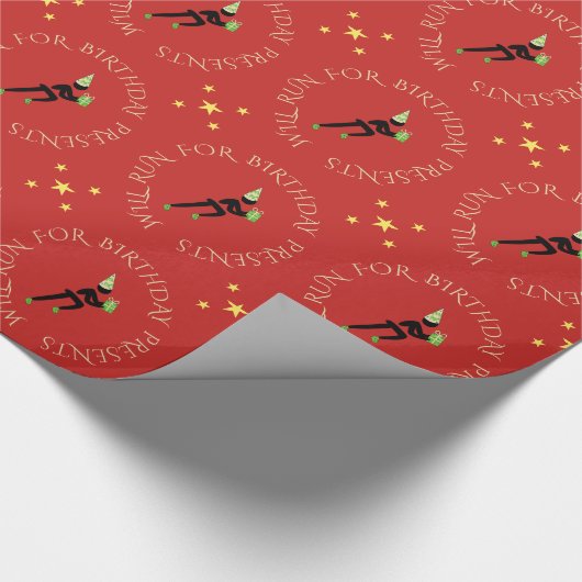 Birthday Athleten benutzerdefinierten Text schwarz Geschenkpapier (Ecke)