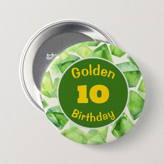 Birthday August Birthstone Custom Button (Vorne & Hinten)