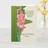 Birthday, Aunt, Pink Gladiolus Karte (Gelbe Blume)