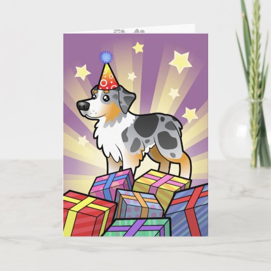 Birthday Australian Shepherd Karte (Vorderseite)