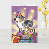 Birthday Australian Shepherd Karte (Gelbe Blume)