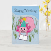 Birthday Axolotl Wearing Party Hat Karte (Gelbe Blume)
