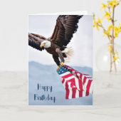 Birthday Bald Adler mit amerikanischer Flagge Karte (Gelbe Blume)