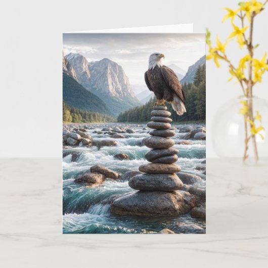 Birthday Bald Eagle on Cairn Karte (Gelbe Blume)