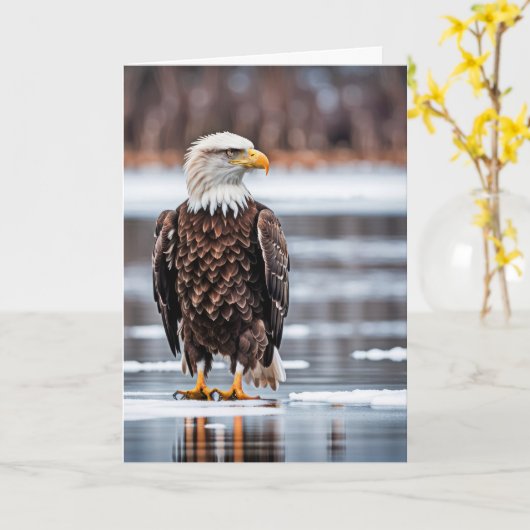 Birthday Bald Eagle on Ice Karte (Gelbe Blume)
