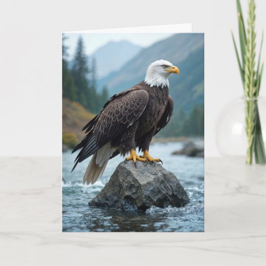 Birthday Bald Eagle on River Rock Karte (Vorderseite)
