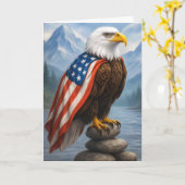Birthday Bald Eagle Tragen eines amerikanischen Fl Karte (Gelbe Blume)