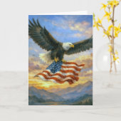 Birthday Bald Eagle With American Flag Karte (Gelbe Blume)