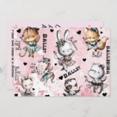 Birthday Ballerina Einladung (Vorne/Hinten)