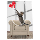Birthday Ballon und Tabby Cat Mittlere Geschenktüte (Vorderseite)