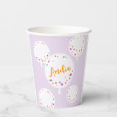 Birthday Ballons anpassbare Papiertassen lilac Pappbecher (Rückseite)