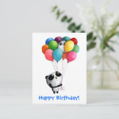 Birthday Ballons Panda Bear Postkarte (Stehend Vorderseite)