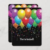 Birthday Ballons und Konfetti-Party Einladung (Vorne/Hinten)
