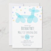Birthday Balloon Animals Blue Pastel Einladung (Vorderseite)