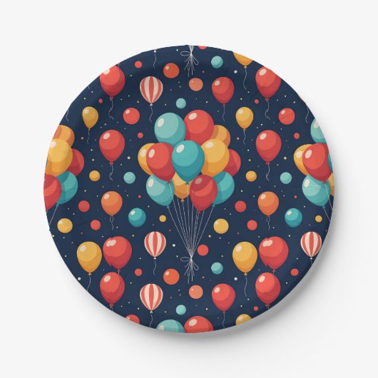 Birthday Balloon Design Pappteller (Vorderseite)