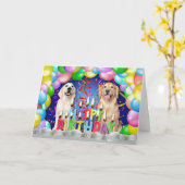 Birthday Balloon Drop - Golden Retrievers Karte (Gelbe Blume)
