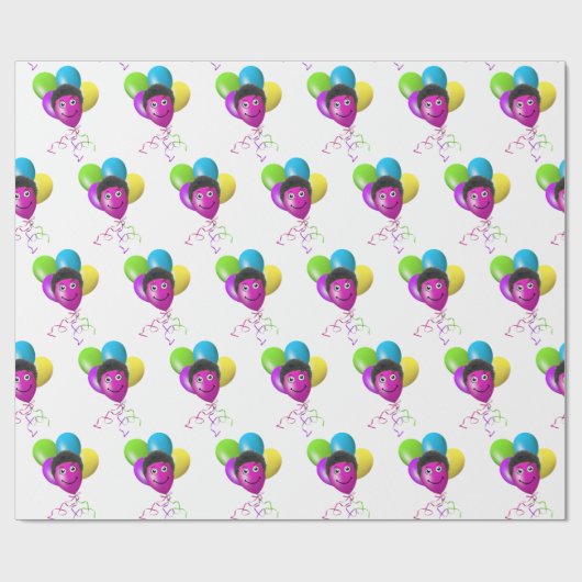 Birthday Balloon Face Geschenkpapier (Flach)